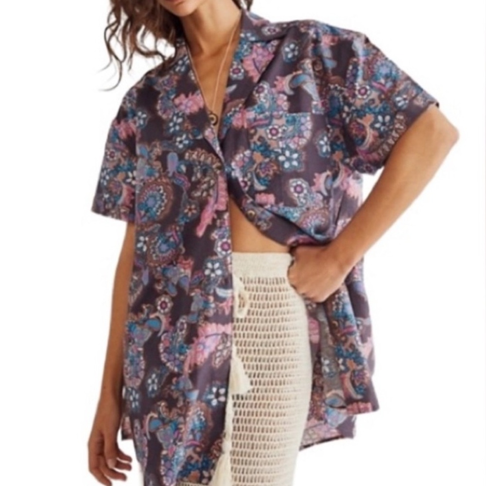 We The Free Multicolor Floral Button-Up Top
